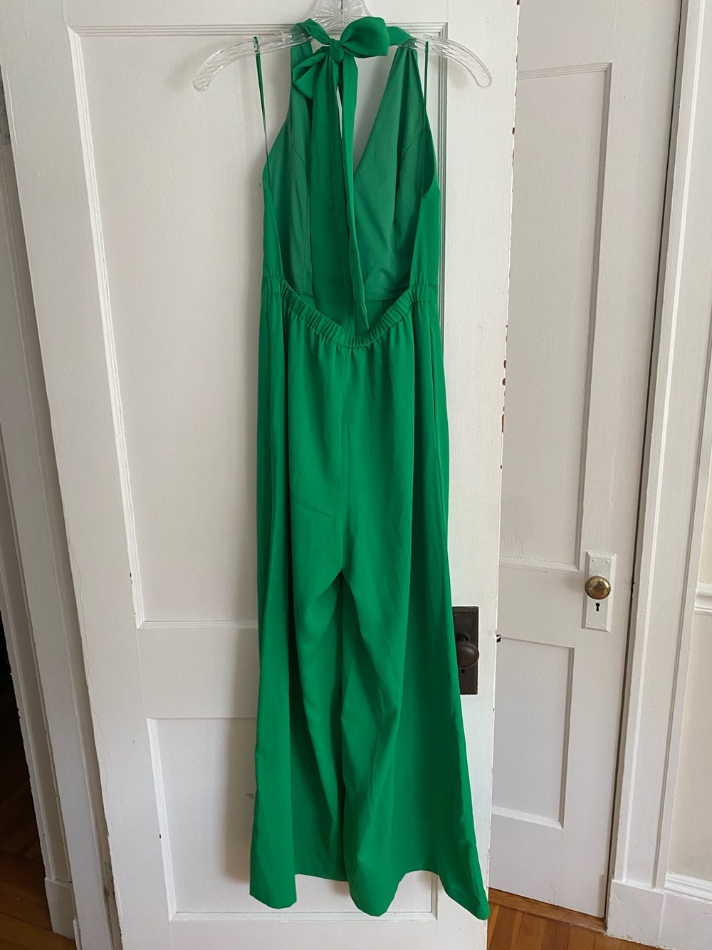 Flying Tomato Emerald Green Halter Jumpsuit with Tie Neck & Pockets - Picture 2 of 5
